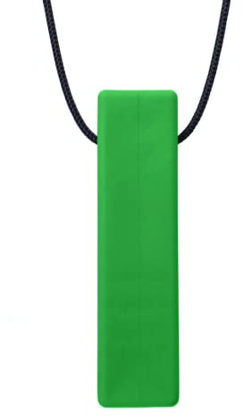 ARK® Kauhalskette in verschiedenen Stärken mit einstellbarer Abreißleine - Sensory Halskette, Beißblock, Kauen, Zahnen, Autismus Block glatt fest grün