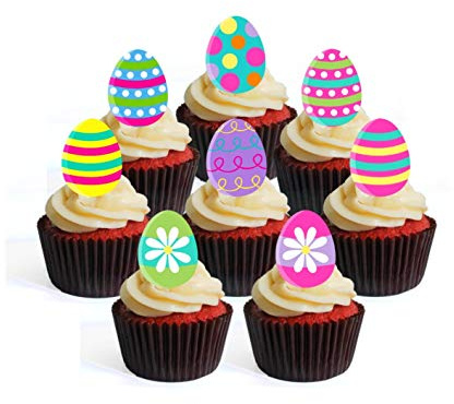 Lot de 24 décorations comestibles pour cupcakes - Pour œufs de Pâques