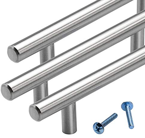 Stahlia Möbelgriffe Edelstahl Vollmaterial 128 mm Schrankgriffe silber massiv Ø12mm (1 Stück) Schubladengriffe Küchengriffe Stangengriff Handgriff Relinggriff