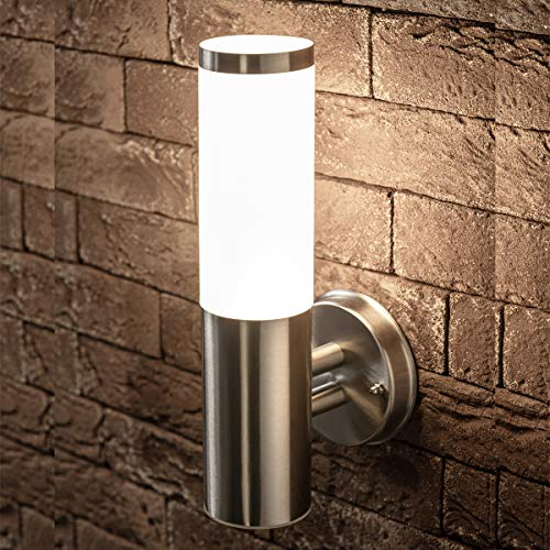 CGC Lighting Stainless Steel Silver Outdoor Outside Wall Light Indoor Garden Patio Porch Door Conservatory Decking Shed (Straight)