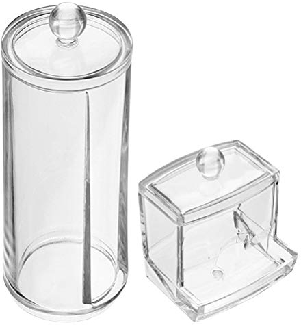 FOROREH Wattepadspender Wattestäbchen behälter, Acryl Wattestäbchenbox Wattepad Aufbewahrungbox mit Deckel, Transparent Kosmetik Organizer, Make Up Wattestäbchen Wattepad Aufbewahrung