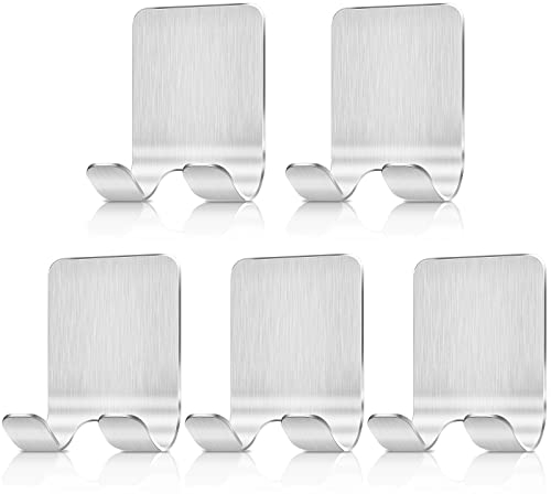 Bolatus 5Pcs Razor Holder, Multi-Purpose Hook Self-Adhesive Stainless Steel Waterproof Bathroom Shaver Holder for Shower Shaving Razor Plug Keys Kitchen Utensils Towel Robe