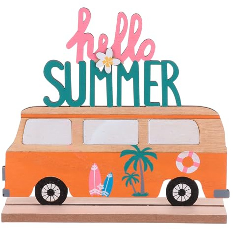 Amosfun Hawaiisches Holz Dekoaufsteller Tropische Sommer Tischdekoration 22.5X20X5 cm Für Innen- Und Außendeko Zuhause Garten Büro