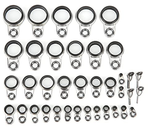 37 Stück Angelrute Reparatur Spitzenring Rutenring Edelstahl Keramik Spitzenringe Kit, Angelrutenführungen Rutenringe für Reparatur Ersatz Pole Gebäude, Reparaturset Geeignet für Angelfreunde
