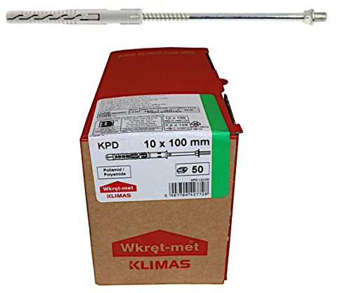 KPD Rahmendübel 10x100mm mit Schraube 7x105mm (Gewindekopf M8) Fallrohrhalter Schraubrohrschelle (50 Stück)