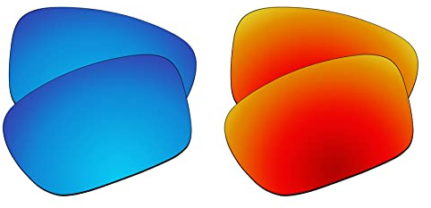 EZReplace Verres de rechange pour lunettes de soleil Oakley Holbrook Mix OO9384 (verres polarisés) – Compatible avec monture Oakley Holbrook Mix (bleu glacier + rouge feu), Bleu glacier + rouge feu,
