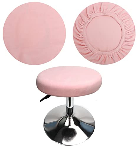 HuaLiSiJi Hockerbezug Rund Rosa 30-40cm, Luxuriöser Stoff, Rund Dehnbar Knitterfrei Waschbar Staubdicht Hocker Bezug (1Pcs Rosa)