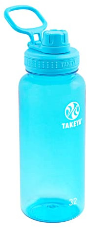 Takeya Tritan Sport Water Bottle with Spout Lid - BPA-Free & Dishwasher-Safe Water Bottle - Reusable Bottle with Lid Handle - Simple Leak-Proof Water Bottle - 32 oz, Breezy Blue