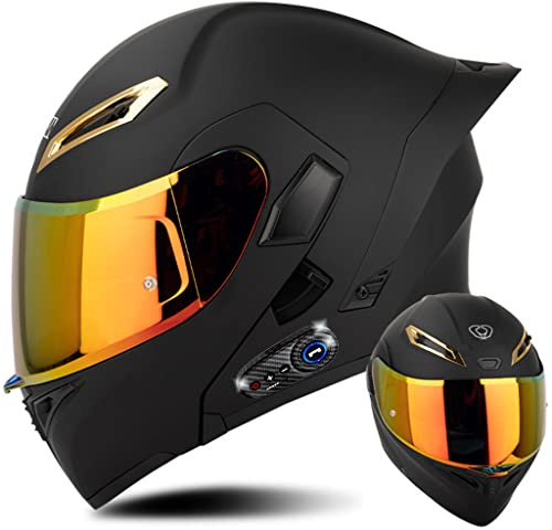 ESRADA Full Face Bluetooth Modular Motorcycle Helmet, DOT Approved for Men Women Adults, Dual Visors Flip up, Integrated Bluetooth, Carbon Fiber Shell