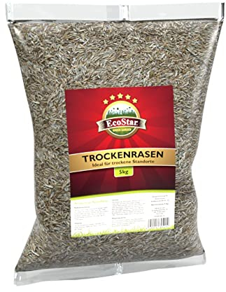 Ecostar Trockenrasen 5 kg | Rasensamen schnellkeimend - SEHR GUT im Preis - Schnell wachsender Rasen Made in Germany - Rasensaat für unkrautfreien Rasen im Garten