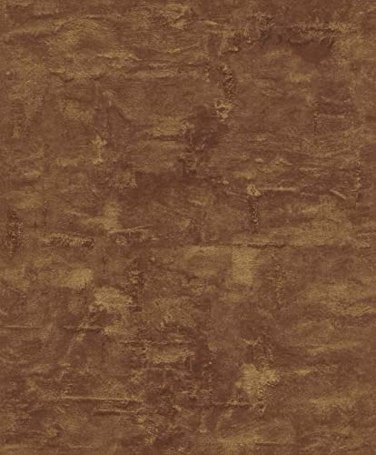 Rasch Tapete 499711 - Vliestapete Braun Gold Metallic Used-Look Beton Optik aus der Kollektion Factory V