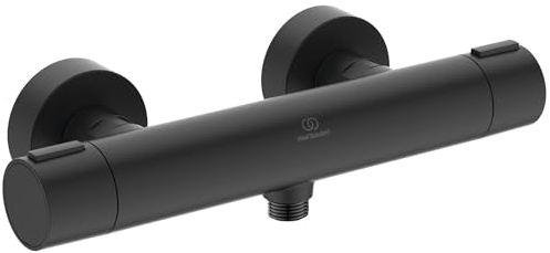 Ideal Standard – Ceratherm Alu+ Miscelatore termostatico per doccia, con funzione termostatica, corpo con tecnologia antiscottatura CoolBody e regolatore ECO FLOW, esterno, Nero seta