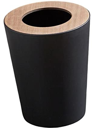 Folpus Cubo de basura interior Cesto de basura Apertura superior Cubo de basura Redondo Cubos de basura grandes Contenedor de basura para el hogar Interior, 7L Negro