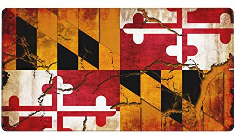 Mauspad mit Maryland-Flagge aus Holz, rutschfeste Gummiunterseite, genähte Kanten, für Gaming, Büro, Computer, PC, Damen und Herren, 40,6 x 74,9 cm