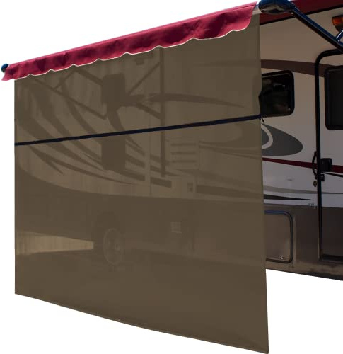 ShadePro - Vista Shade - RV Awning Shade Screen - Zipper Sun Screen Installs in Seconds - Solar Mesh Blocks 87% of Sunlight - The Original Camper Sunscreen Shade for Awnings - 18' x 10' - Tan