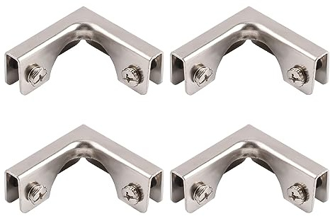 UFURMATE Glasverbinder, 4 Stück, kaltgewalzte Stahl-Glasklemme, 2-Wege-Glasverbinder, randloser Clip-Halter zur Befestigung oder DIY Aquarium, Glas-Windschutz, Glasvitrine, für 3–6 mm Dicke