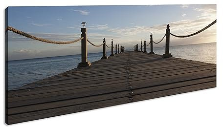 Piazzola panoramica con bel cielo, 100 x 50 cm, su tela, motivo già incorniciato su telaio in vero legno, stampa digitale di alta qualità con cornice