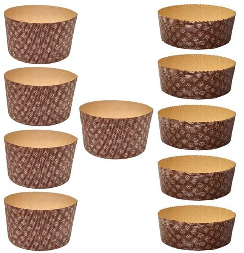 FAH - Stampi Misti per Panettone 750 gr, 10 pz - Realizza Panettoni Alti e Bassi - Pirottini Panettone Professionale di Carta Ondulata di Pura Cellulosa in Microonda, Resistente al Calore 220°C | Realizza Panettoni Alti e Bassi - Pirottini Panettone Professionale di Carta Ondulata di Pura Cellulosa in Microonda