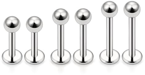Lcolyoli G23 Titanium Lip Rings 18G Labret Jewelry Medusa Piercing Jewelry Monroe Lip Rings Different Size Tragus Nail Conch Helix Earring Stud Bar Length 6mm 8mm 10mm Ball