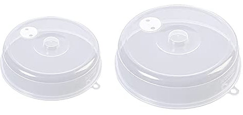 Kaezuy Mikrowellen Abdeckung, Transparent Mikrowellenhaube, Mikrowellen-Spritzschutz für Lebensmittel, Obstfilterkorb Geschirr zum Waschen von Gemüse, BPA-frei (Kleine+Große (2pcs))