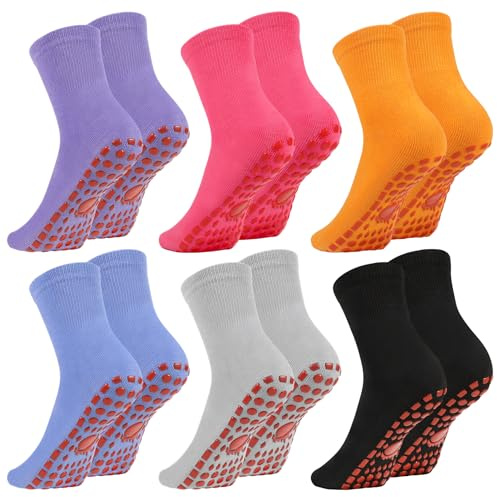 Radsocken 6 Pairs Non Slip Yoga Socks Pilates Socks for women, Grip Socks Anti Slip Slipper Socks Sport socks for Ballet, Barre,Fitness,Hospital, Home