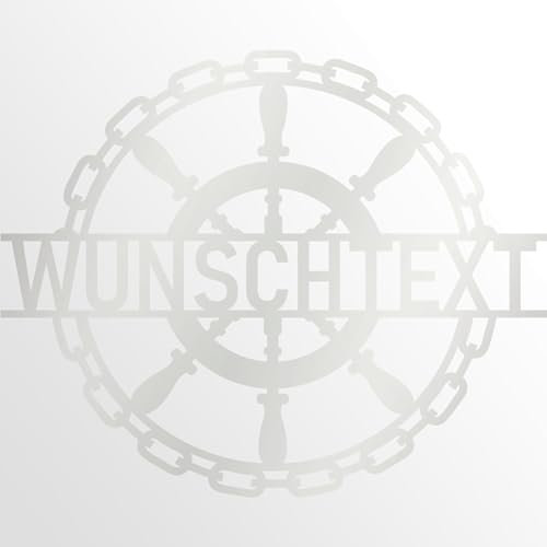 INDIGOS UG - Türschild - Schilder selbst gestalten - Aluverbundplatte - Steuerrad - weiss - 40 cm - Wunschname - Namensschild - Schild personalisiert - Schild für Familie, Freunde, Geschenk