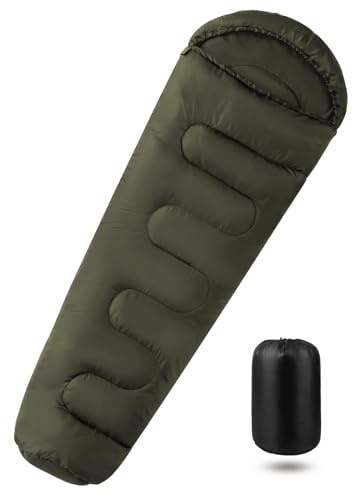 Schlafsack Sommer für Erwachsene | 3 Jahreszeiten Schlafsack Ultraleicht 1200g | Schlafsäcke Wasserdicht, kleines Packmaß | Mumienschlafsäcke für Camping, Wandern, Indoor, Outdoor Picknick(Green