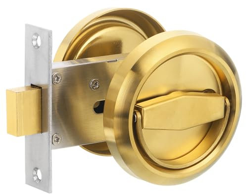 PATIKIL Cerradura Redonda Empotrada, Acero Inoxidable 304 Oculta Copa Manija para Muebles, Pestillo Perilla de Privacidad para Puerta de Bolsillo y Taquillas, Oro