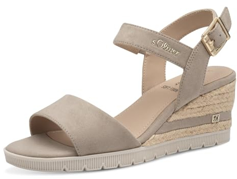 s.Oliver Damen Sandalen mit Keilabsatz Sommer, Beige (Light Taupe), 41 EU