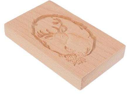 Alipis Wooden Cookie Cutters Reindeer Pattern DIY Baking Tool Embossing Press Mold for Home Baking Supplies Christmas Decorations and Sweet Crafts
