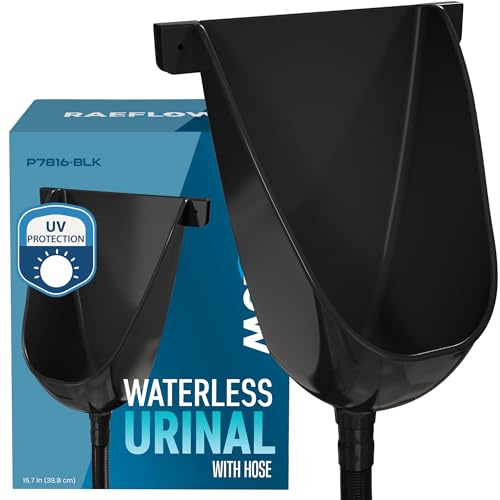 RAEFLOW Wasserloses Urinal mit Schlauch (schwarz) – UV-beständiges Außenurinal, Kunststoffurinale, Außentoilette, Garagenurinal, Urinal-Umleiter, Urinale für Männerbadezimmer