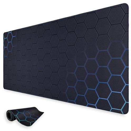 Niviy Gaming Mousepad 1200x600mm Mauspad geometrischem wabenmuster Blaugrün | Wasserdicht Oberfläche Verbessert Präzision und Geschwindigkeit,rutschfeste Tischunterlage für Büro Zuhause 47.24x23.62in