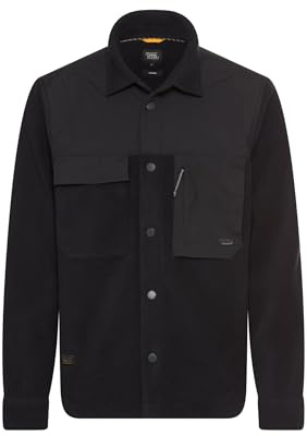 camel active Men's Overshirt with Kent Collar, navy blue, XX-Large