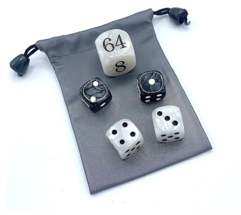 Backgammon, set di 5 dadi per raddoppiare con borsa impermeabile, cubo di raddoppio in acrilico, classico set di dadi da gioco, per giochi da tavolo per giocatori