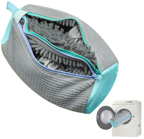 Sanyetral Shoe Washing Machine Bag Grey,Shoe Clearing Bag with 2-in-1 Design,Double Zip Double Bag Laundry Bags Reusable for Trainers, Tennis Shoes, Sneakers,Running Shoes