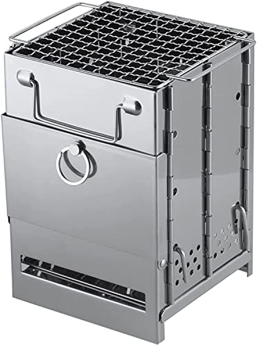 Plla de Barbacoa de Gas para Exteriores, plla de Barbacoa Plegable de Acero Inoxidable para Exteriores, Mini Barbacoa, Estufa de leña Multifuncional, Equipo de Camping
