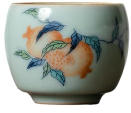 Horno antiguo Tianqing Ru, juego de té de cerámica Kung Fu para el hogar, 5 tazas: granada de color antiguo
