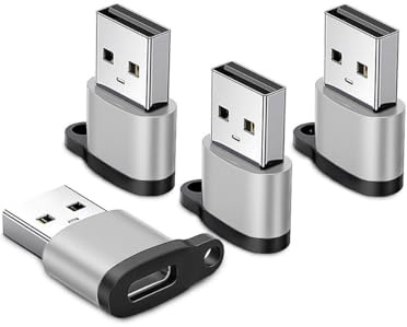 USB C to USB Adapter 4 Pack, USB 3.0 Type C Female to USB A Male Converter, Compatible with MacBook, iPhone 16/15/14, iPad, Apple Watch 10/9/8, Smartphone, Galaxy S24/S23/A34, AirPods, Tablet, Laptop