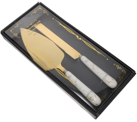 Pelle à Tarte en Acier Inoxydable, Lot de 2 Pièces, Blanche | Lame Céramique, Poignée Ergonomique Antidérapante, pour Pain et Dessert, la Cuisine et Cuisson
