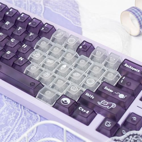 Sumgsn 136 Keys Purple Translucent Keycaps Set Cherry Profile Keycaps Fit for 60% 65% 75% 95% Mechanical keybboard Cherry Mx Switches