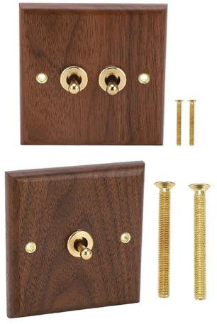Quystetes Pannello per Supporto A Parete In Legno In Legno In Noce Retrut 250 V Interruttore A Levetta A Levetta A Doppia Levetta con Vite In