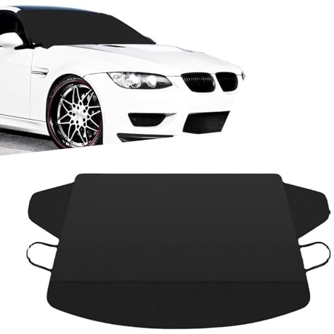 Zosgrew Car Windshield Cover, Wind and Snow Protection Car Snow Cover, 600D Oxford Cloth Windshield Protector, Universal for Most Cars SUVs (Black)