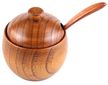 ALANIZ Pot à épices en bois, sucrier en bois avec couvercle et cuillère, boîte d'assaisonnement, récipients for sel et poivre avec accessoires de cuisine for la maison