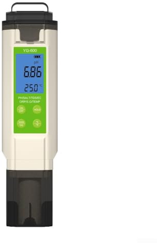 Volakebeing Testeur numérique de qualité de l'eau de piscine de 7 avec pH, ORP, salinité et mesure pour piscines, spas et aquariums - blanc + vert