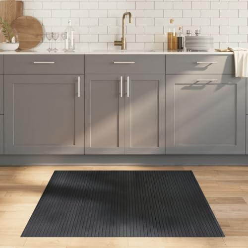 QUAHEAS Bambus Teppich Rechteckig Grau 100x100 cm, Wohnzimmer Teppich mit Rutschfester Unterseite, strapazierfähig und langlebig, ideal als moderner Area Rug für Zuhause