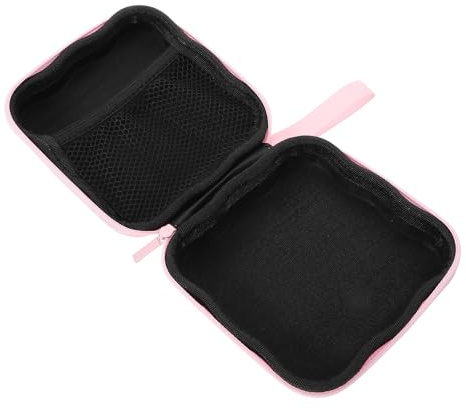 NOLITOY Tragbare Eva Damenbinden Aufbewahrungsbox mit Fächern Pinker Herz Organizer für Hygieneartikel Diskreter Periodenbeutel für Frauen Teenager Reise und Badezimmer