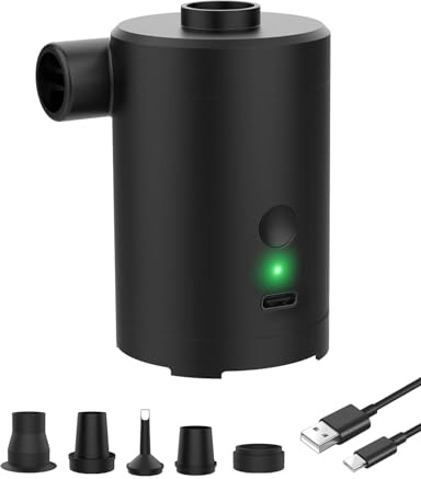 Zenmos Portable Rechargeable Electric Air Pump for Inflatables, 2-in-1 Inflate & Deflate Mini Pump with 5 Nozzles, Compact Vacuum Pump for Air Mattress, Pool & Travel Use
