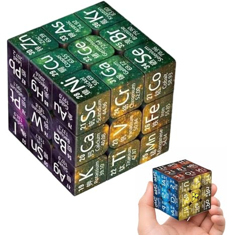 BaZuyunMd Periodensystem Zauberwürfel 3x3, Speed Cube mit Chemischen Elementen, Pädagogisches Lernspielzeug für Chemie und Gedächtnistraining
