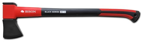 Bison Black Series UX12 Universalaxt – Profi Axt mit Glasfaserstiel, ergonomisch, vibrationsarm, geschmiedeter Axtkopf, Forst- & Garten-Axt, Fällen, Entasten und Spalten großer Holzstücke
