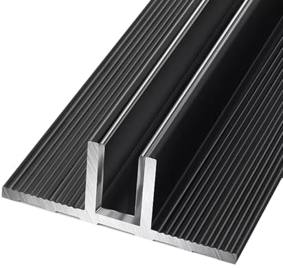 Paquete de 2 unidades de 100 cm Resistente Tipo T/F Canal de vidrio, Aluminio Engrosado Abrazadera de vidrio Para puerta de ducha(T-Type Black,10mm glass)
